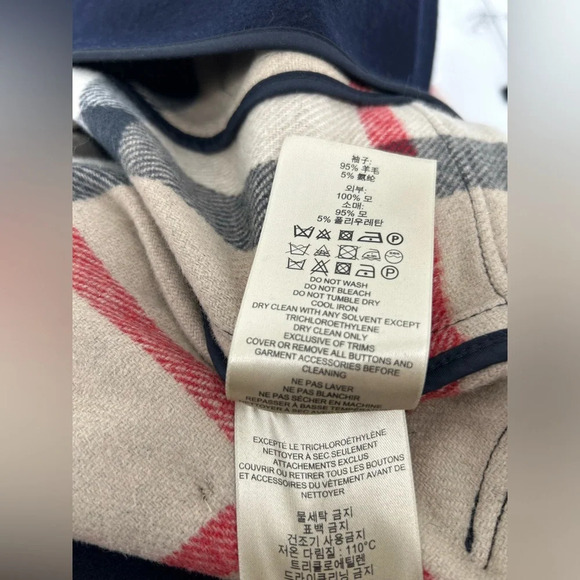 Burberry Wool Duffle Coat Knit Sleeves Size 4 Nova Check Liner - Picture 11 of 16